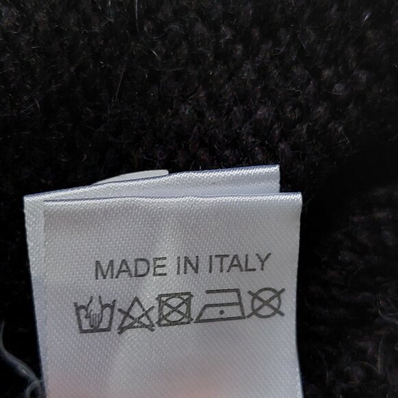 MOU ITALY Black and White Knit Cardigan Wool Mohair Blend Size L - Picture 7 of 10
